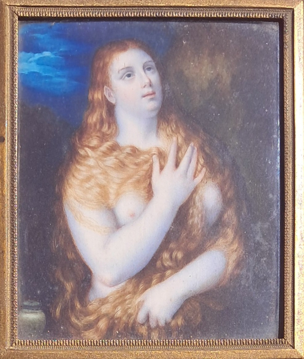 Miniature Portraits 19th Century Italy Calistri Marie Madeleine Le Titien Death Of Cleopatra Guido Réni-photo-8