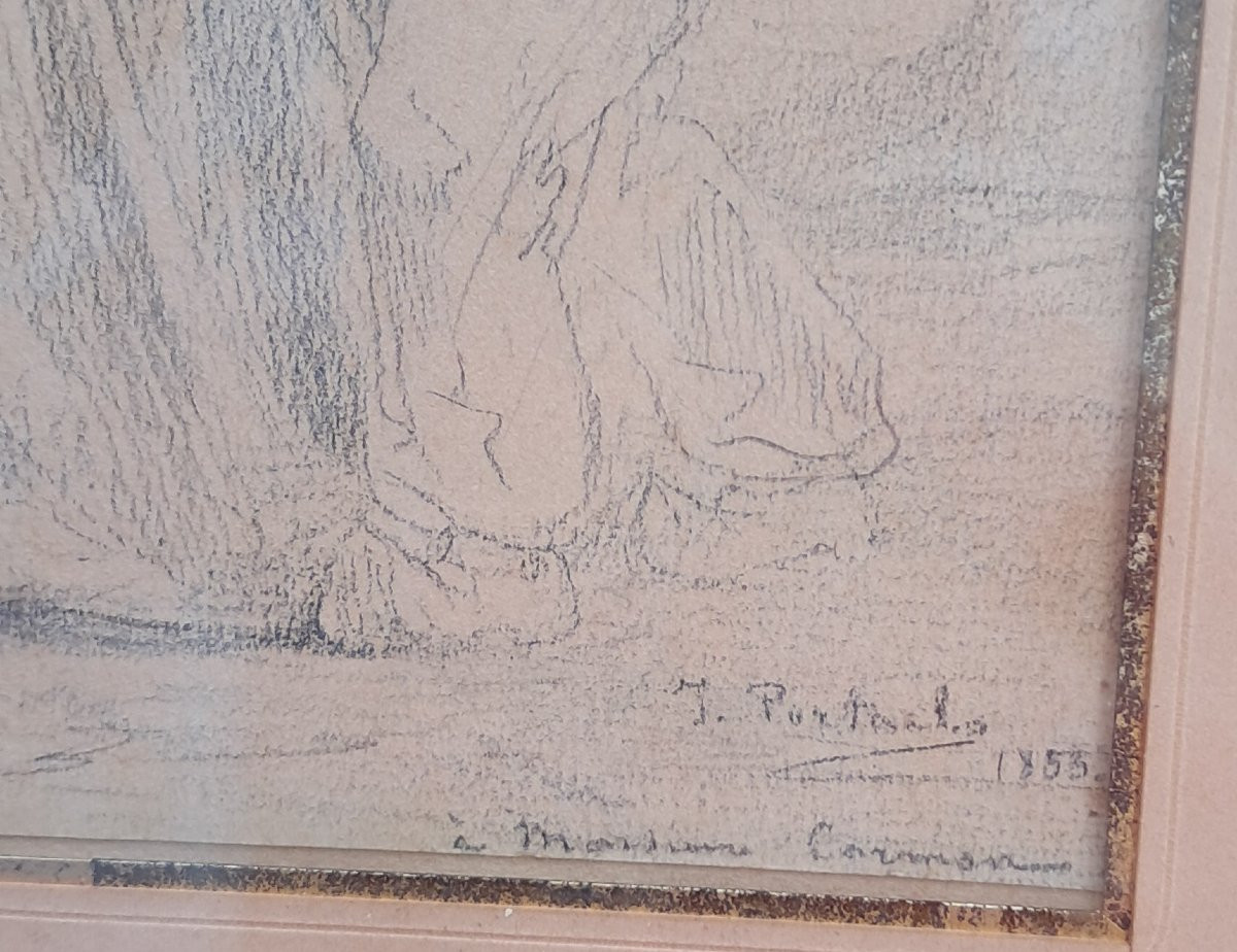 Drawing Jean François Portaels 1855 Ferdinand Cormon Belgian Prix De Rome Mother And Children Benezit-photo-2