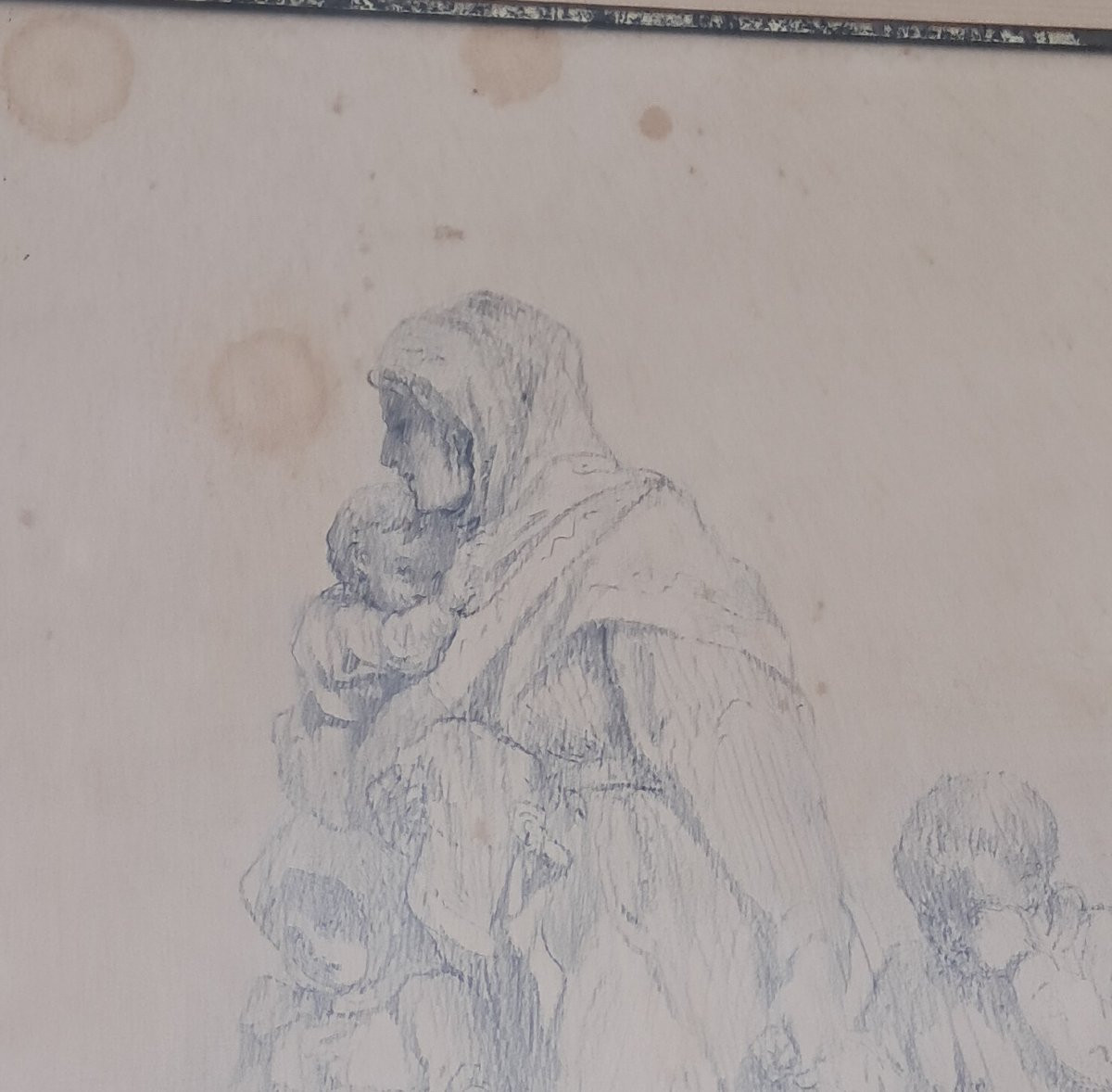 Drawing Jean François Portaels 1855 Ferdinand Cormon Belgian Prix De Rome Mother And Children Benezit-photo-4