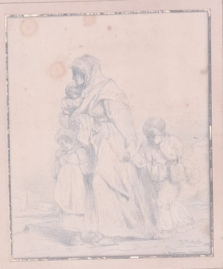 Drawing Jean François Portaels 1855 Ferdinand Cormon Belgian Prix De Rome Mother And Children Benezit-photo-5