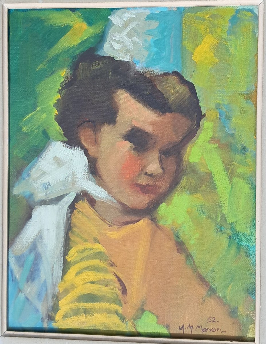 Portrait enfant petite fille Bretonne Jean Jacques MORVAN Morlaix Finistère Pont Aven Fouesnant-photo-2