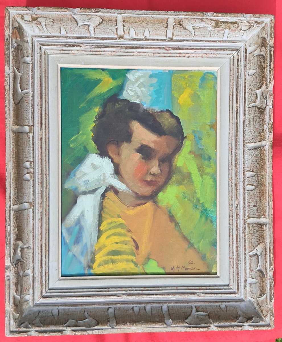 Portrait enfant petite fille Bretonne Jean Jacques MORVAN Morlaix Finistère Pont Aven Fouesnant-photo-4