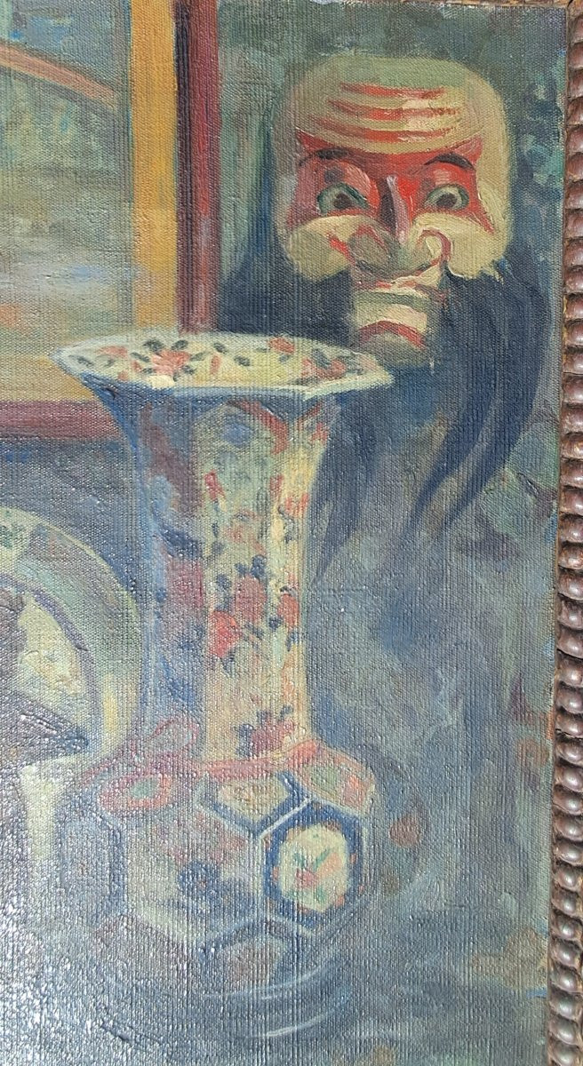 Painting 19th Century Imari Noh Mask Fetish Africa Asia China Japan Orientalism Japanism Travel-photo-1