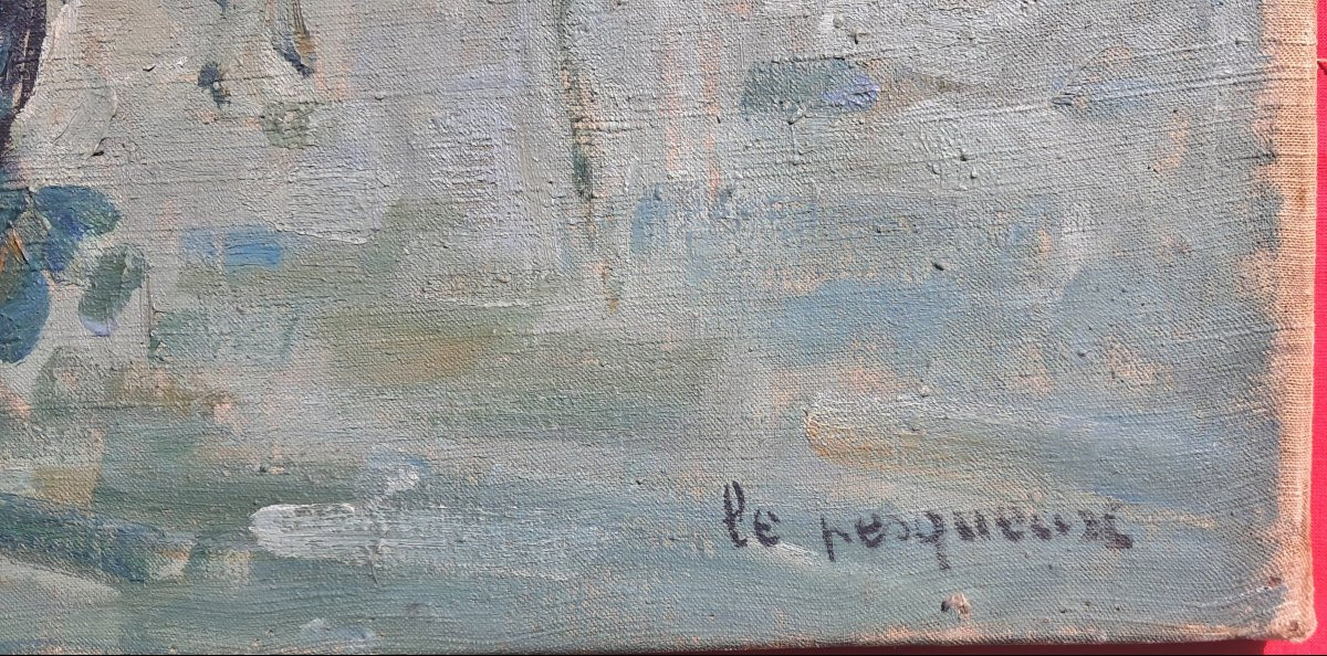 Oil Painting Honfleur Normandie Le Pesqueux Calvados Marine Port Calvados Mer Marin Manche-photo-3