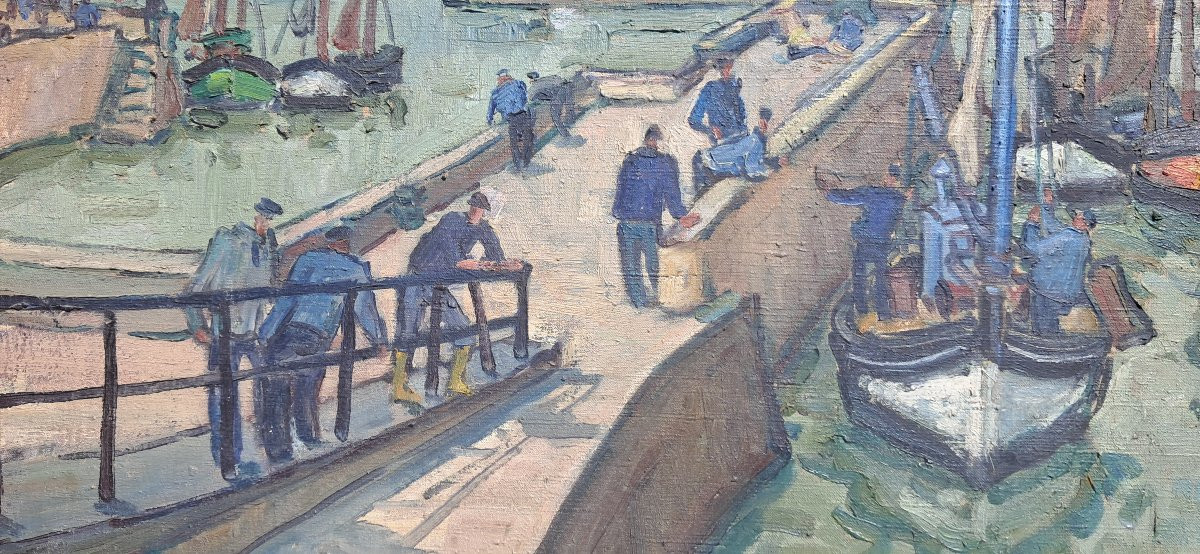 Oil Painting Honfleur Normandie Le Pesqueux Calvados Marine Port Calvados Mer Marin Manche-photo-3