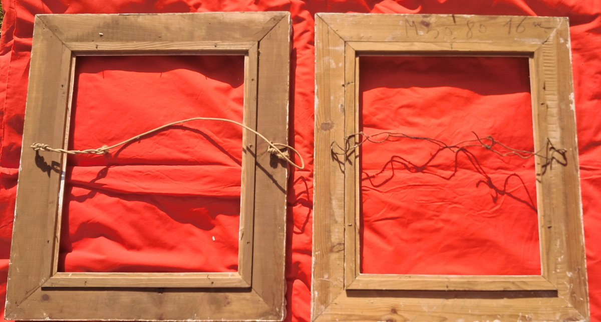 Pair Of Large Montparnasse Frames, Carved Whitewashed Wood, 1930s, Paris School, Art Deco, Louis XV Style-photo-2