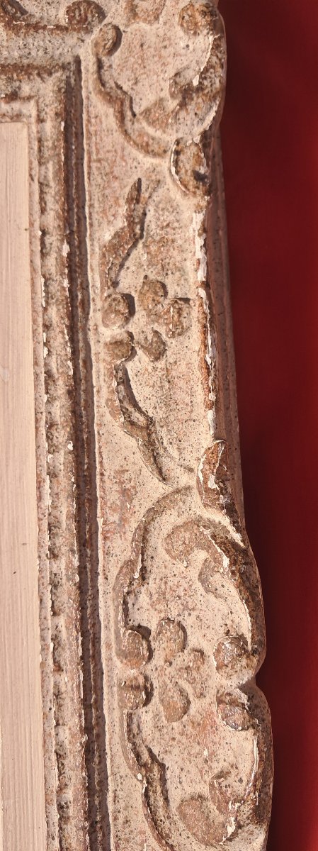 Pair Of Large Montparnasse Frames, Carved Whitewashed Wood, 1930s, Paris School, Art Deco, Louis XV Style-photo-4