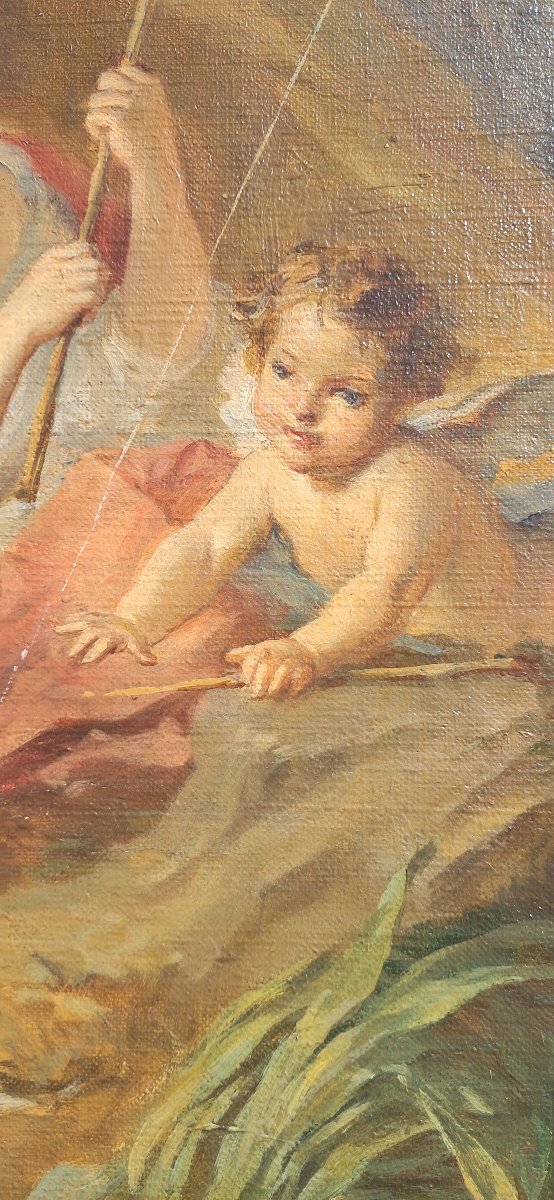 Painting By Paul Riquet, 1900, Art Nouveau, Nymph, Love, Putti, Children, Cherub, Boucher, Fragonard-photo-4