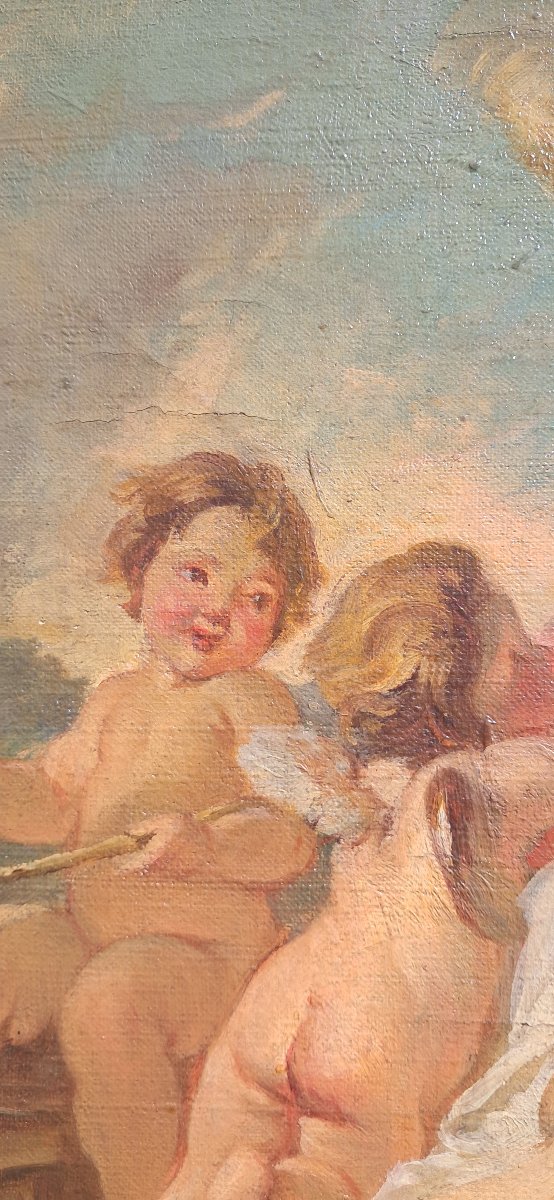 Painting By Paul Riquet, 1900, Art Nouveau, Nymph, Love, Putti, Children, Cherub, Boucher, Fragonard-photo-2