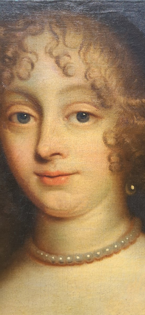 Portrait  XVIIe Noble marquise de Sevigné Louis XIV Claude LEFEBVRE Pierre MIGNARD cadre 18e  -photo-4