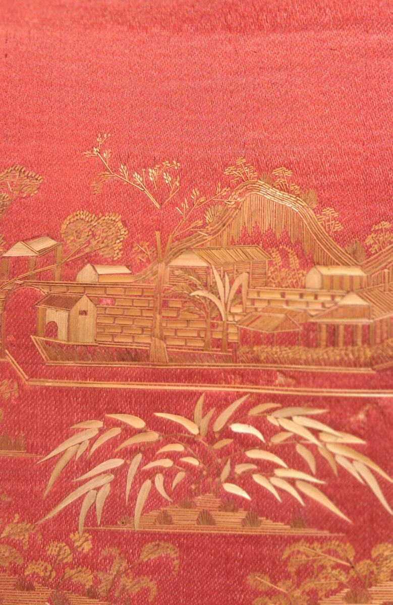 Landscape, China, Qing Dynasty, Silk, Straw Marquetry, 19th Century, Chinese, Asia, Asian, Oriental, Frame  -photo-5