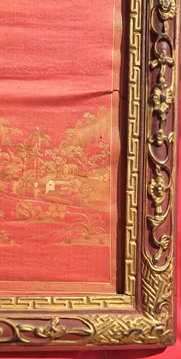 Landscape, China, Qing Dynasty, Silk, Straw Marquetry, 19th Century, Chinese, Asia, Asian, Oriental, Frame  -photo-6