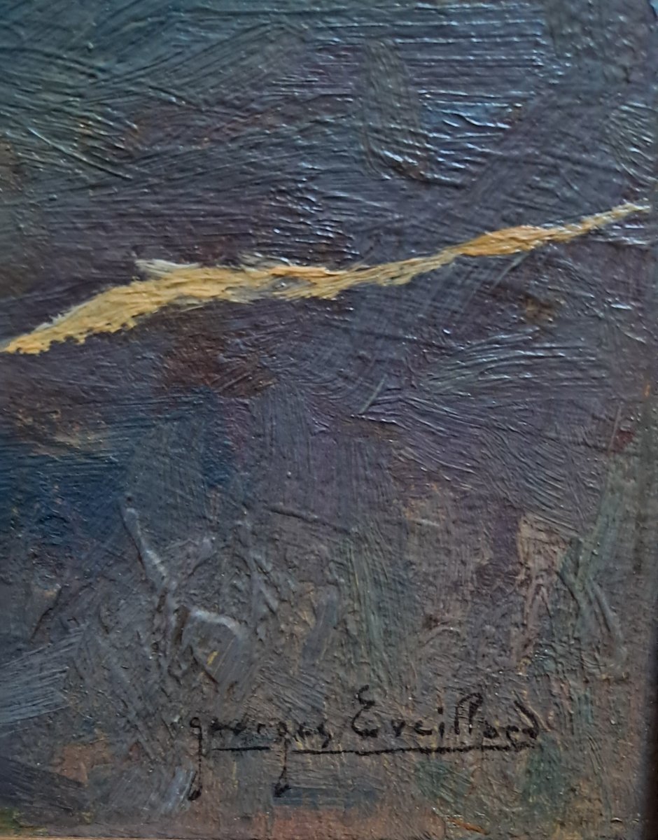 Tableau huile BRETON BRETAGNE Georges EVEILLARD Le Croisic Marine Mer Guérande le Pouliguen -photo-2