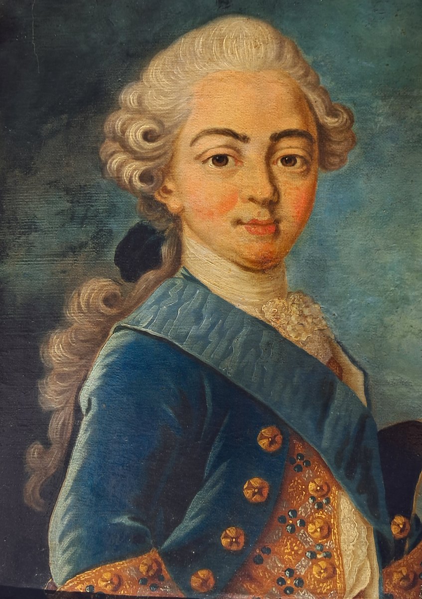 Portrait XVIIIe 18e Noble Noblesse Comte de PROVENCE Louis XV BOURBON DROUAIS Tableau Louis XVI-photo-2