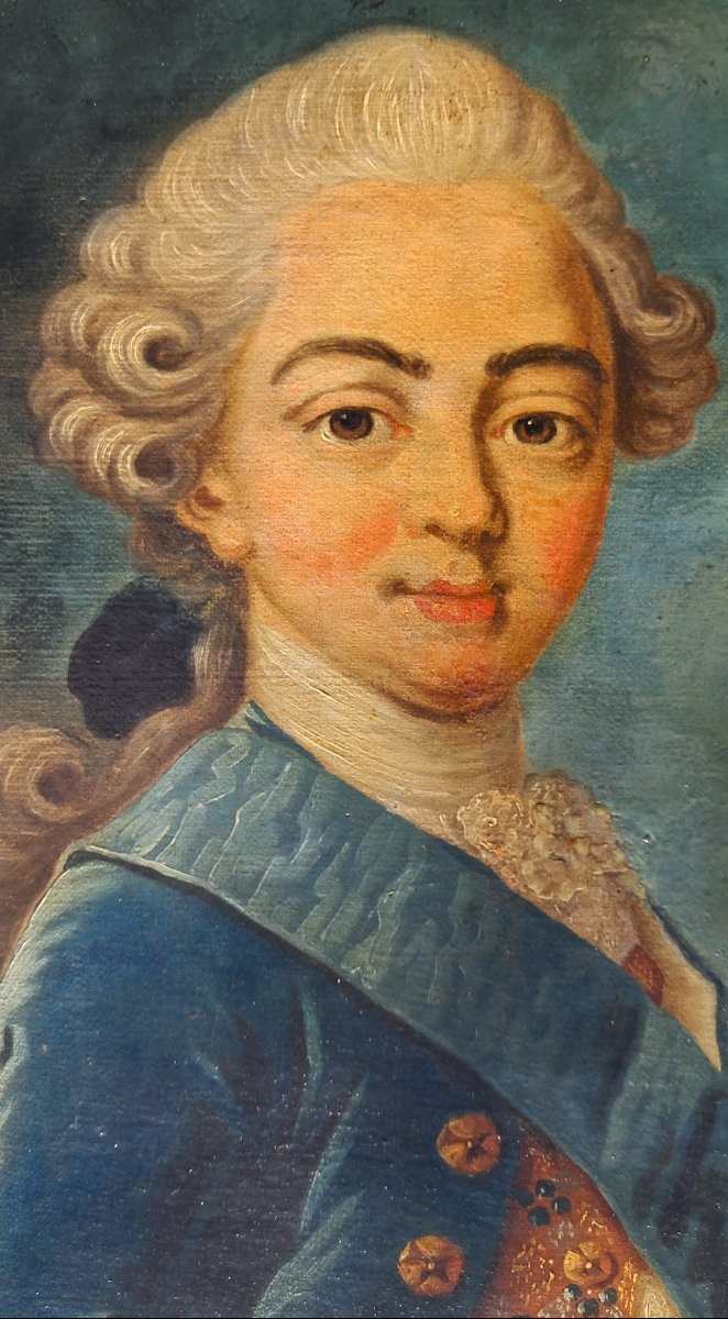 Portrait XVIIIe 18e Noble Noblesse Comte de PROVENCE Louis XV BOURBON DROUAIS Tableau Louis XVI-photo-3