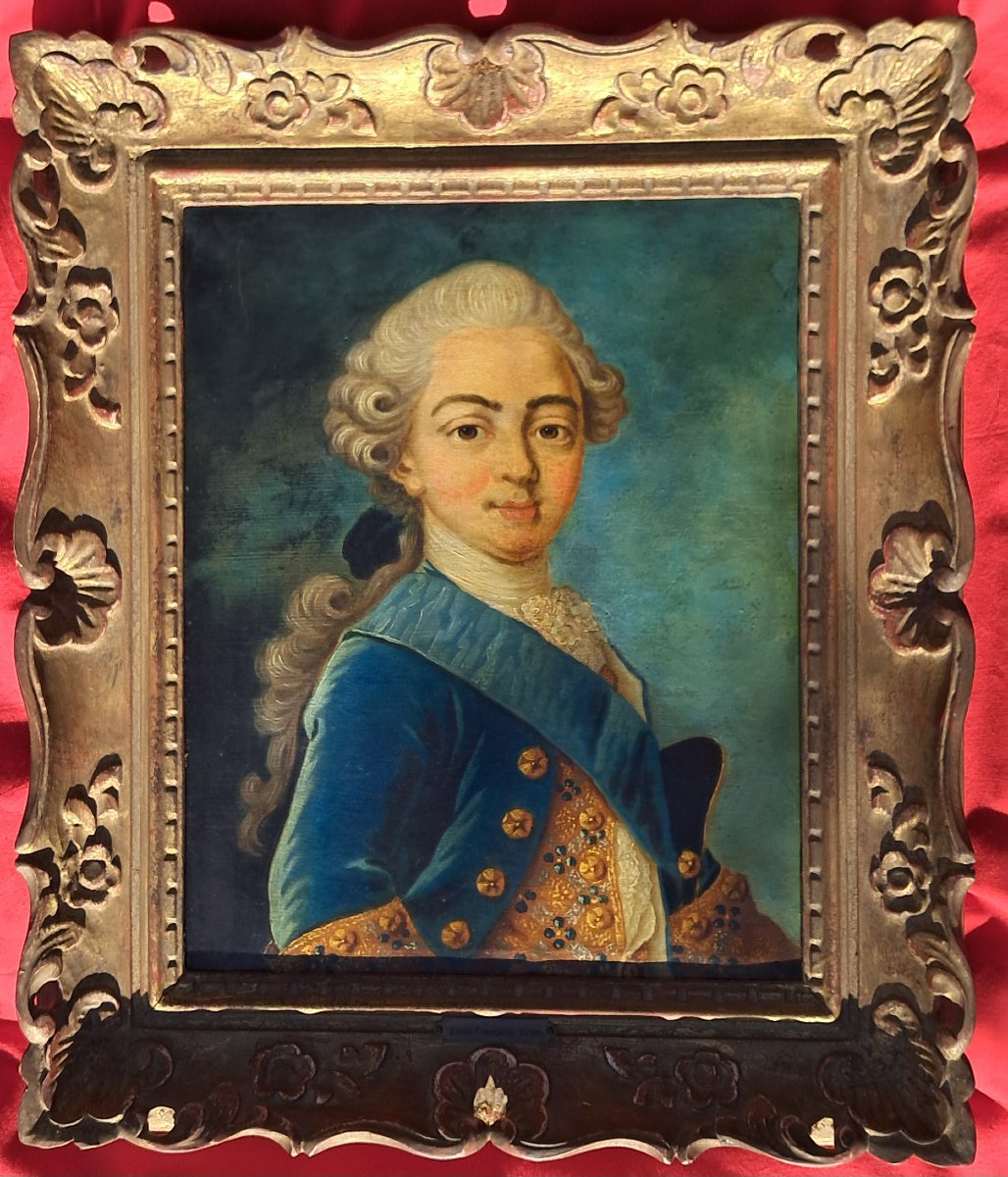 Portrait XVIIIe 18e Noble Noblesse Comte de PROVENCE Louis XV BOURBON DROUAIS Tableau Louis XVI-photo-1