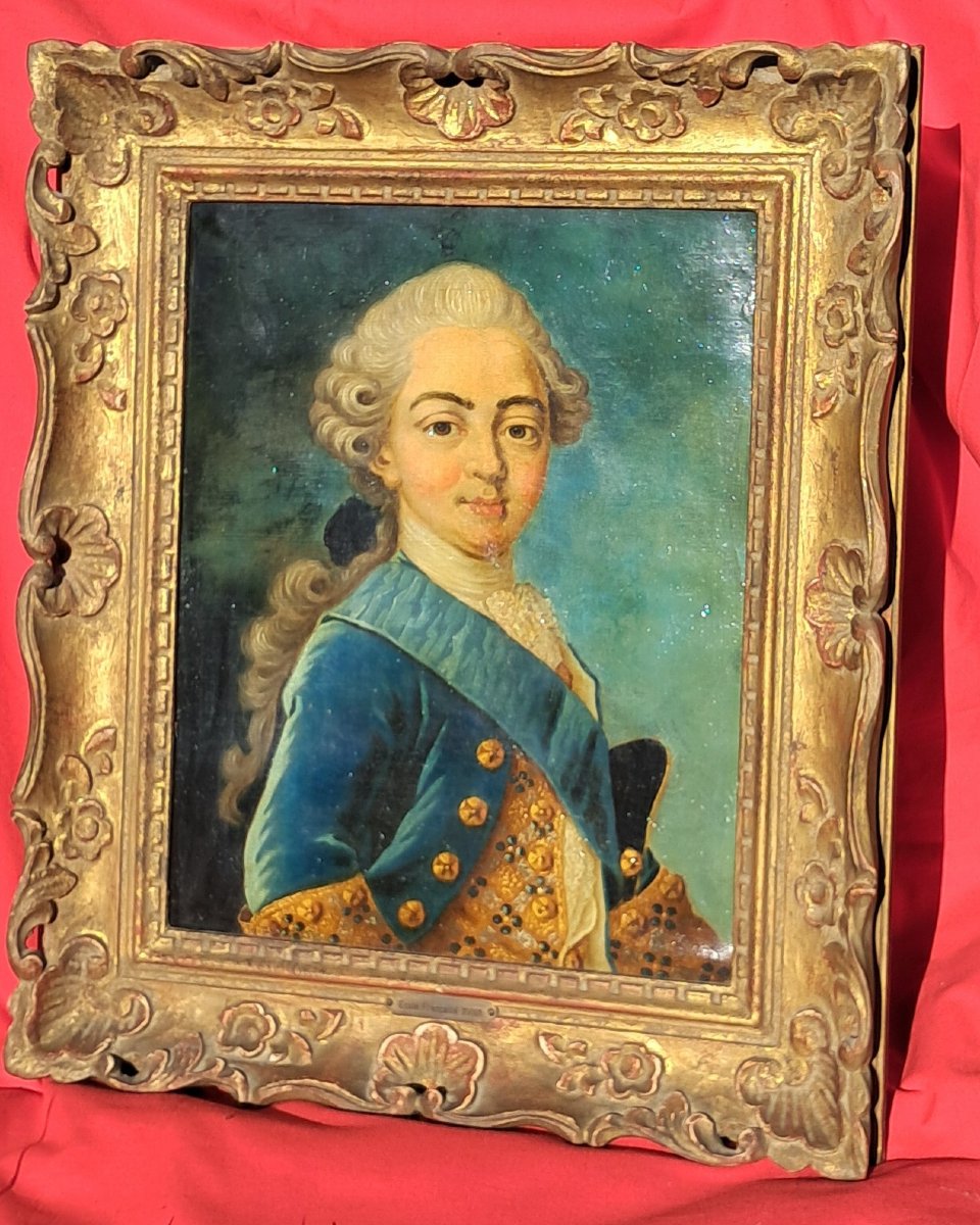Portrait XVIIIe 18e Noble Noblesse Comte de PROVENCE Louis XV BOURBON DROUAIS Tableau Louis XVI