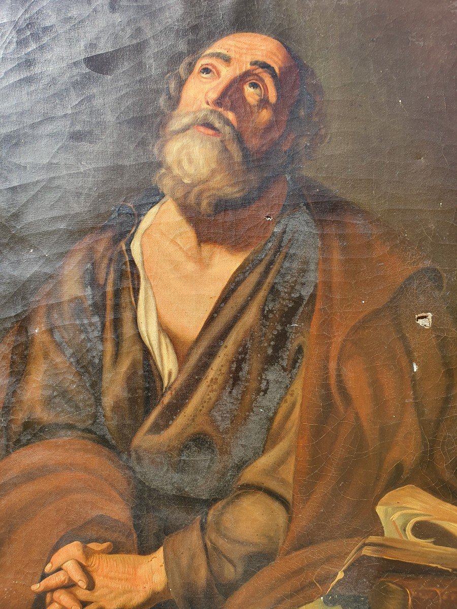 Imposant Tableau Religieux Saint Pierre XVIIIe 18e Ribera (suiveur de)-photo-2