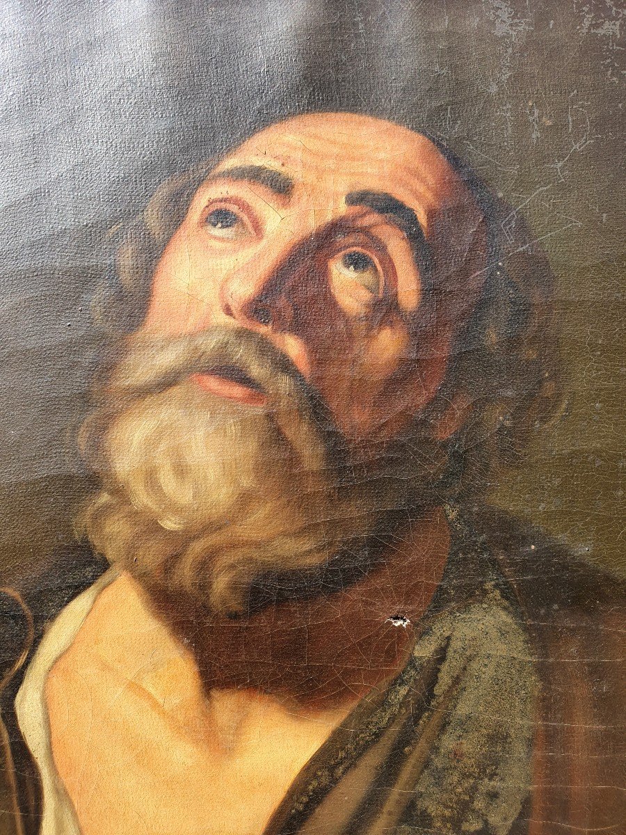 Imposant Tableau Religieux Saint Pierre XVIIIe 18e Ribera (suiveur de)-photo-4