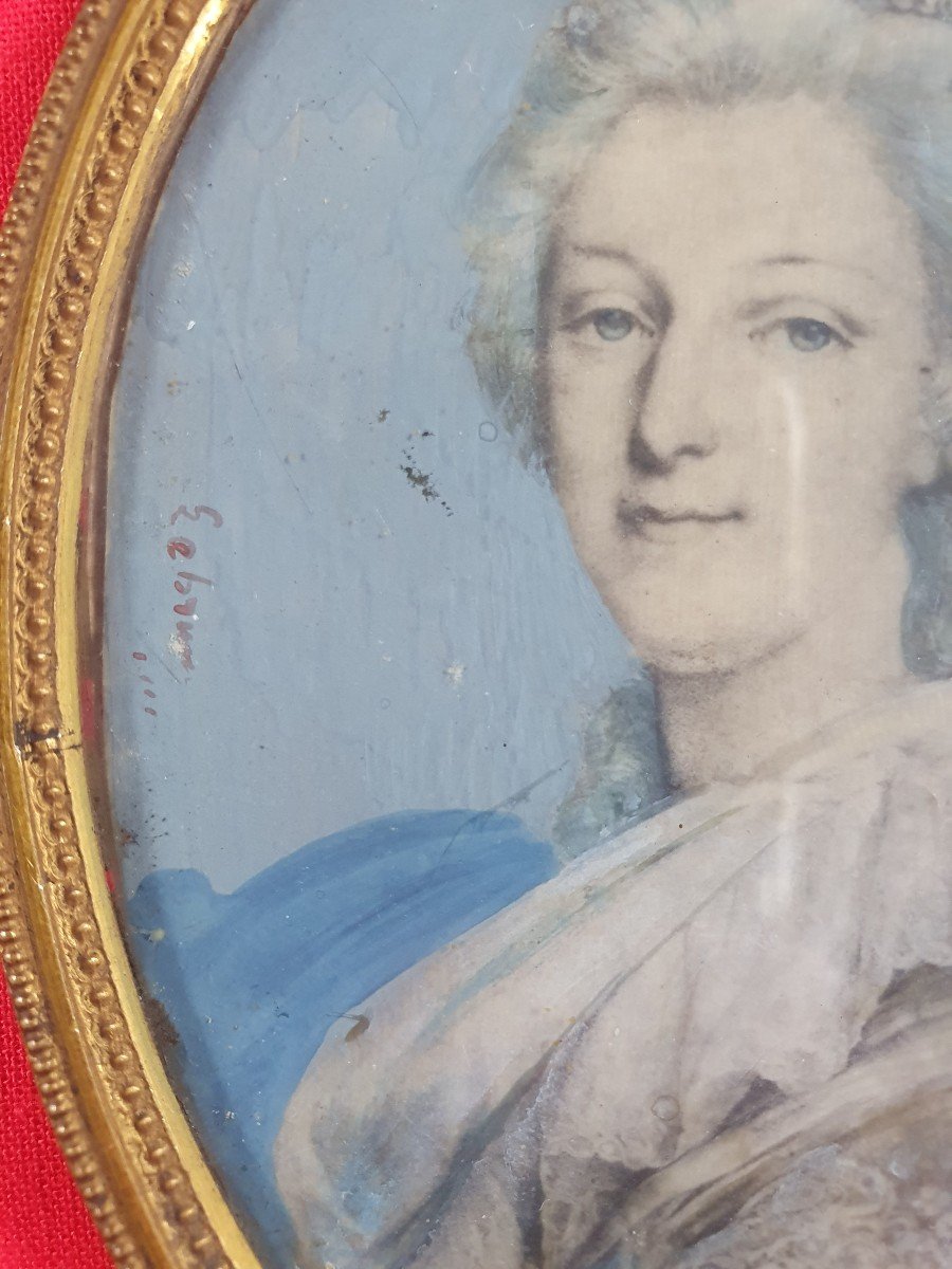 Portraits Du Roi Louis XVI Et De La Reine Marie-Antoinette, Miniature Sur Ivoire Signée-photo-3