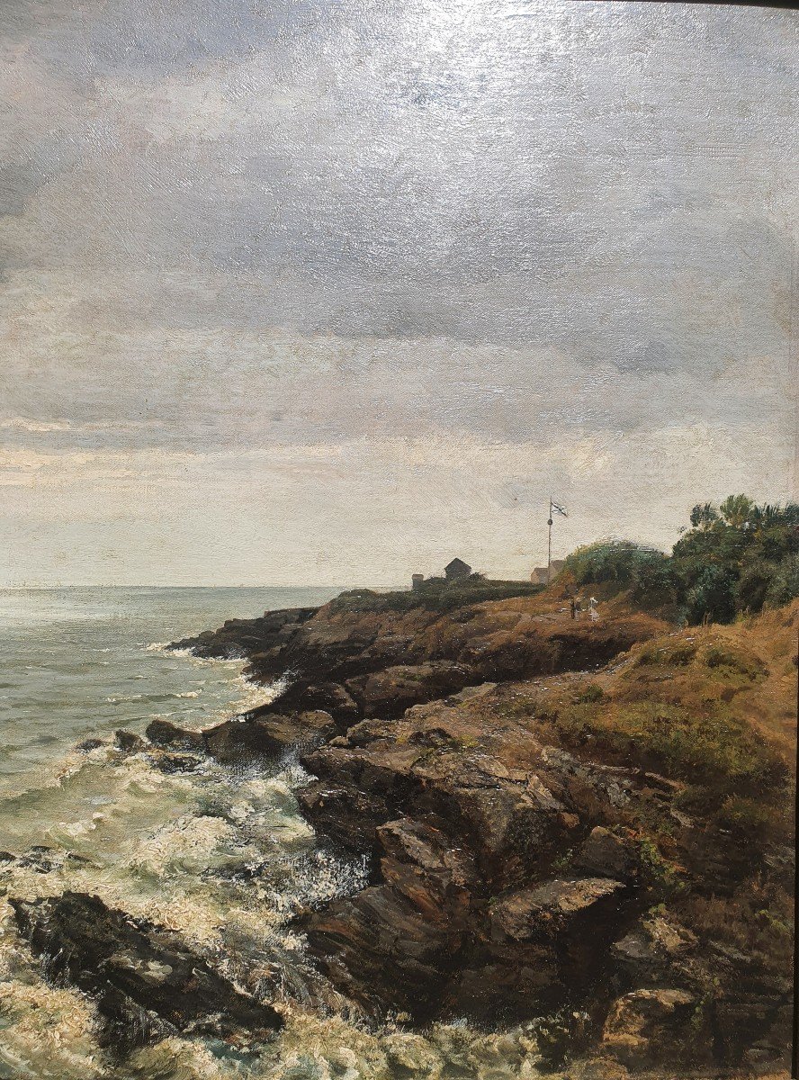 Tableau Marine Auguste Emile Flick XIX Bretagne Normandie-photo-1