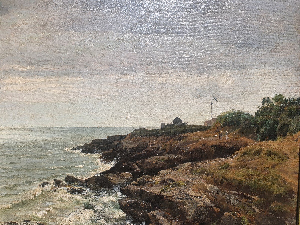 Tableau Marine Auguste Emile Flick XIX Bretagne Normandie-photo-6