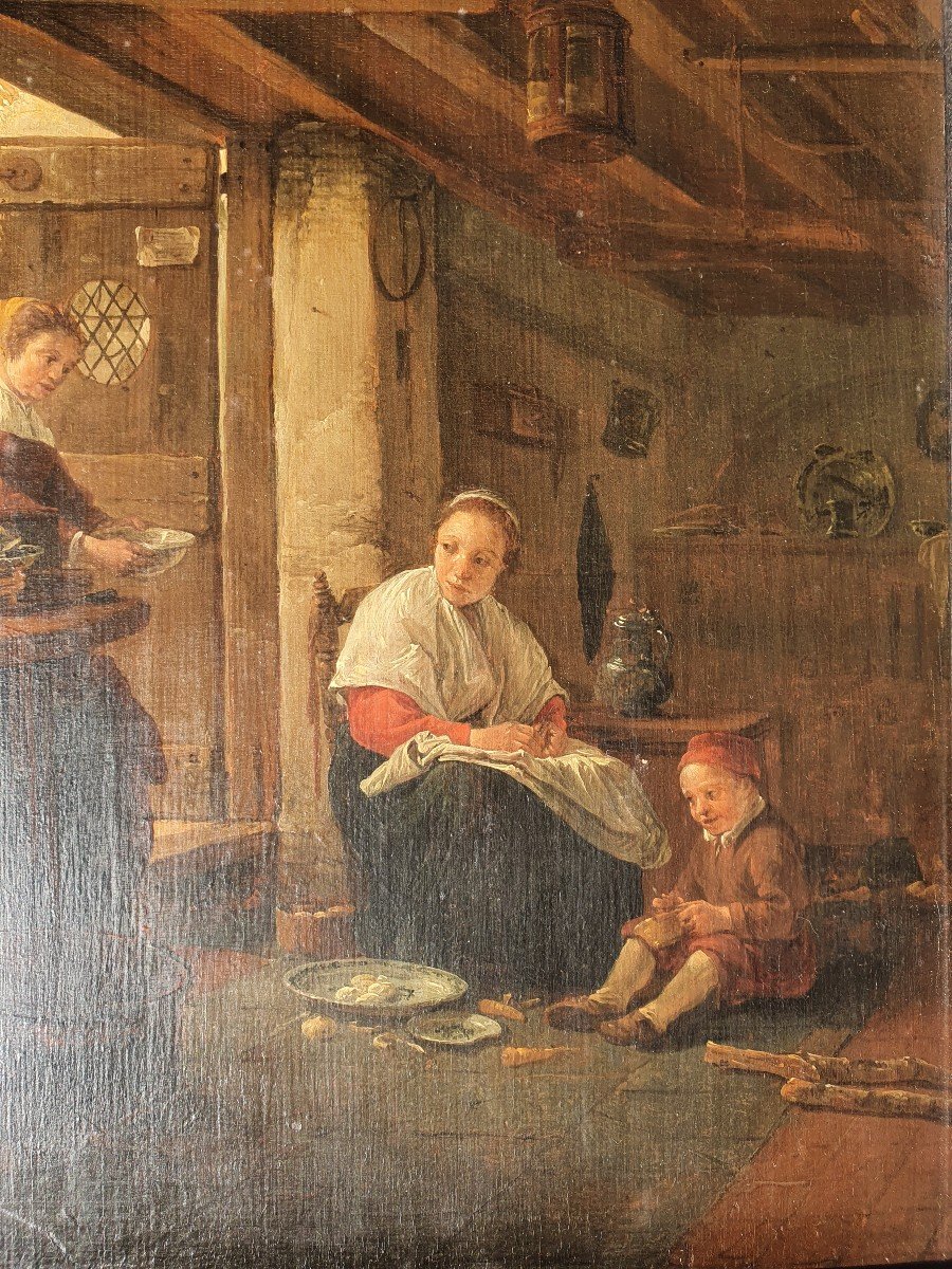 Tableau Sign&eacute; Thomas Wijck / Wyck / Wyke (1616-1677) Sc&egrave;ne D&rsquo;int&eacute;rieur Hollande XVII Si&egrave;cle-photo-2