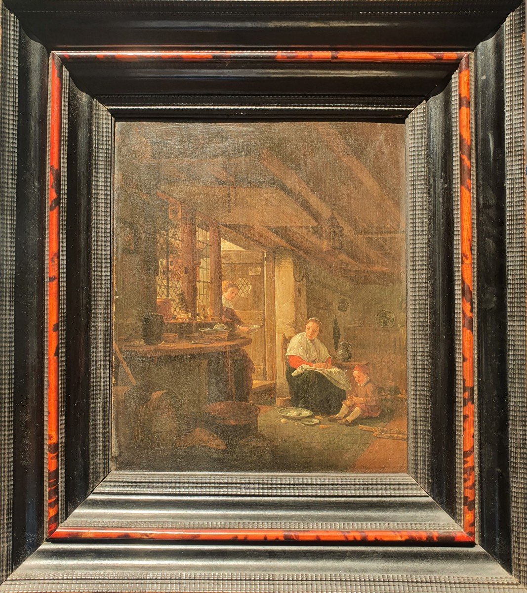 Oil On Panel Signed Thomas Wijck/ Wyck/ Wyke (1616-1677) Interior Scene Holland 17th Century