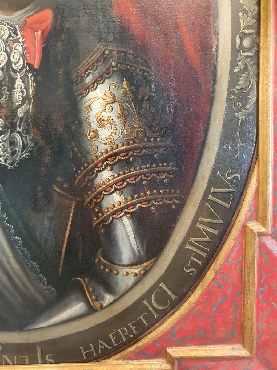 Portrait Of The King Of France Louis XIV In Armour Dating From The 17th Century.-photo-4