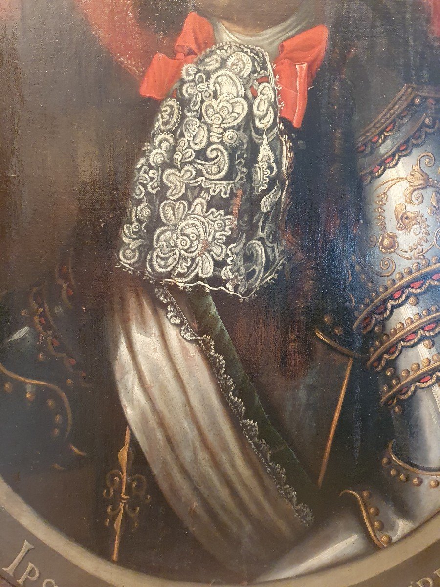 Portrait Of The King Of France Louis XIV In Armour Dating From The 17th Century.-photo-6