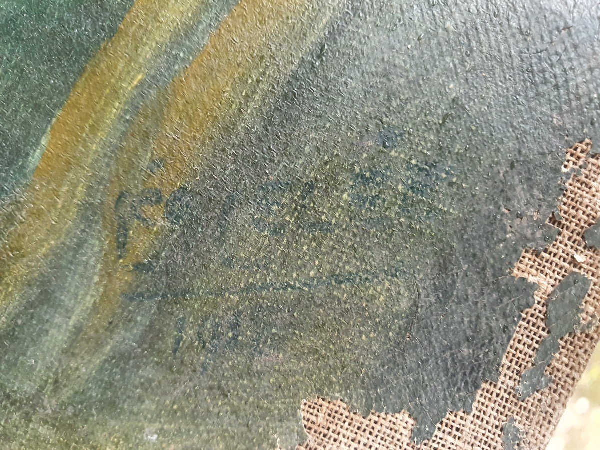 Huile Sur Toile Signée Léo Lélée 1ere Guerre Mondiale , Poilu 1914-1918-photo-3