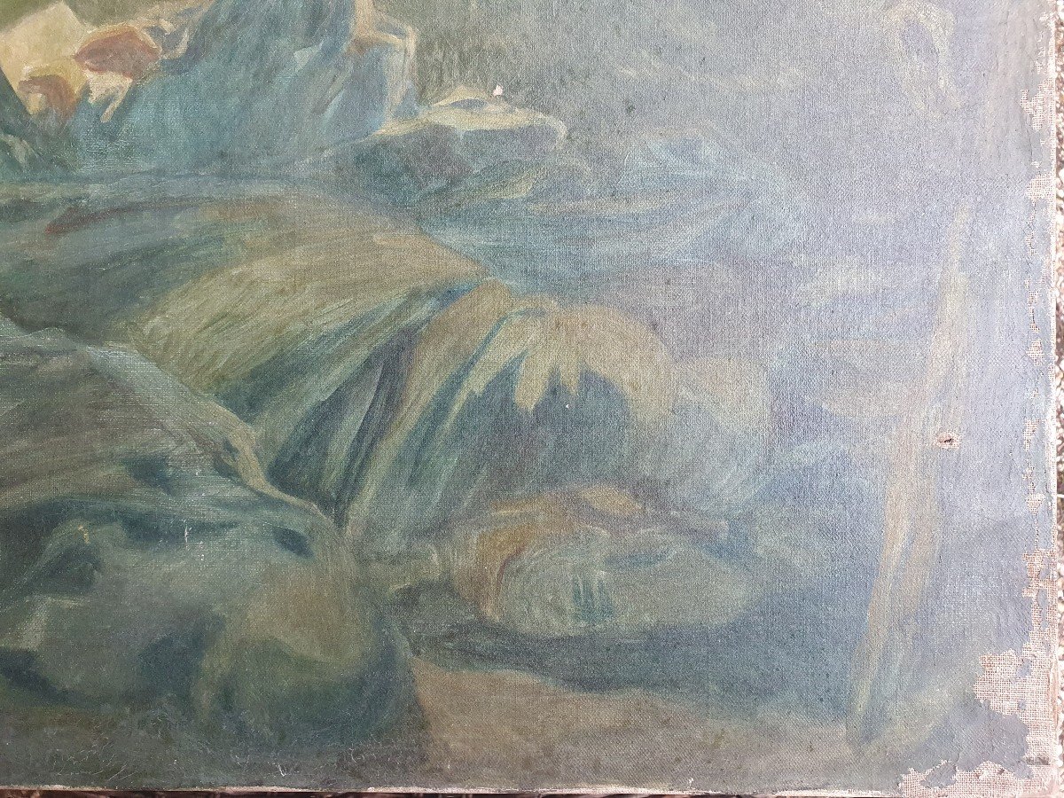 Huile Sur Toile Signée Léo Lélée 1ere Guerre Mondiale , Poilu 1914-1918-photo-1