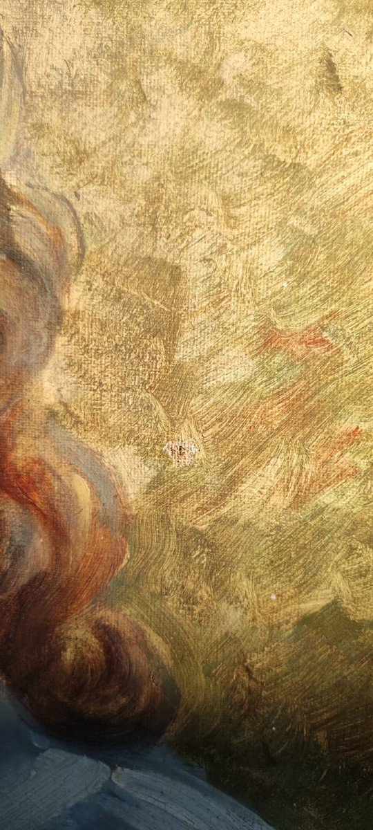 Portrait Of A Little Girl, Circa 1900 Oil On Canvas-photo-1