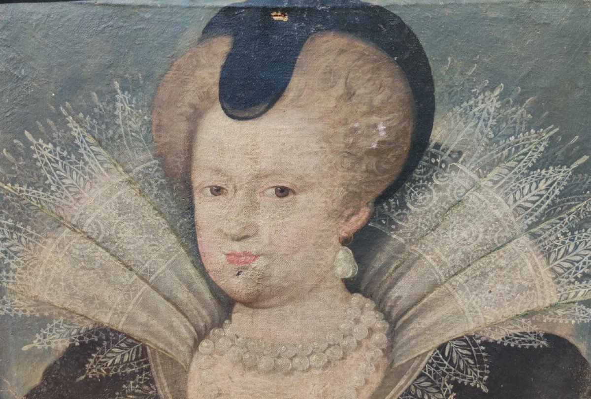 Tableau Portrait De La Reine De France Et De Navarre : Marie De Médicis XVIe -photo-2