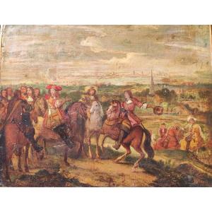 Tableau Hst Louis XIV Au Siège De Lille XVIIe Siècle