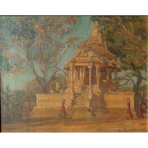 Andrée Karpelès (1854-1913) Temple Hindou à Udaipur Peintre Voyageur Inde Ecole Du Bengale