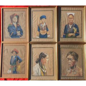 Nguyen Huu Duyet (xxe) Six Portraits De Femmes Indochine Vietnam 1930
