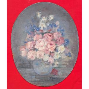 Mathilde FRANCES (1879-1964) Bouquet de roses Art Deco