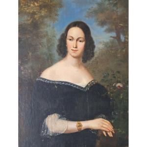 Charles Dusaulchoy (1781-1852) Portrait de femme Epoque Louis Philippe XIXe
