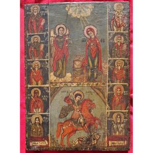 Greek Orthodox Icon – Religious Saints, 19th Century