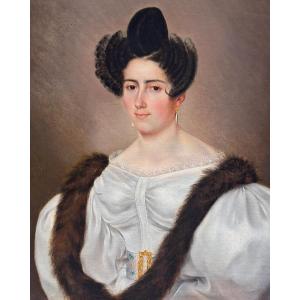 Portrait de femme noble noblesse bourgeoisie Charles X 