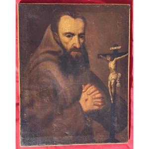 Portrait XVIIe de Saint François d'Assise en prière 