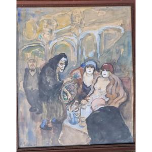Fred PAILHES art déco gouache le Havre bar prostituée Normandie