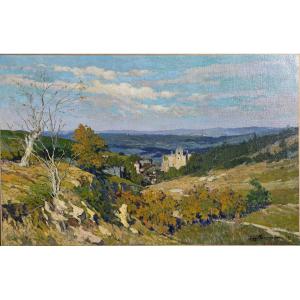 Eugène Beringuier (1874-1949) Vallée de la Dordogne - Castelnaud la chapelle - Impressionniste