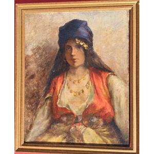 Portrait Of A Young Orientalist Woman North Africa Berber Algeria Morocco Or Tunisia 19th Century