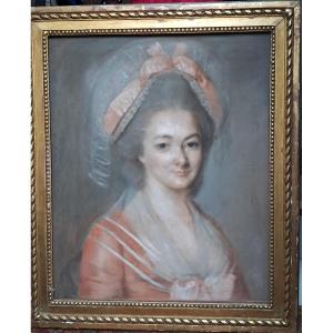 Portrait pastel XVIIIe Louis XVI jeune femme de la noblesse noble marquise comtesse cadre XVIII