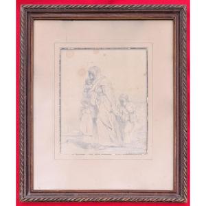Drawing Jean François Portaels 1855 Ferdinand Cormon Belgian Prix De Rome Mother And Children Benezit
