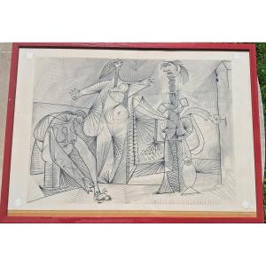 Pablo Picasso les baigneuses au crabe 1938 ancien tirage vers 1970 Cubisme Mougins  