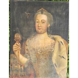 Portrait XVIIIe 18e Impératrice Catherine II de Russie reine Russe Noble Noblesse bijoux royal