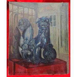 Painting Asia Chien De Fô Chinese Porcelain Buddhist China Vietnam Indochina Louis Chimot